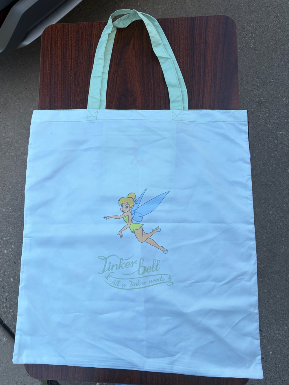 Disney Tinker Bell Reusable Tote Bag Double Sided Fairy Shopping Bag